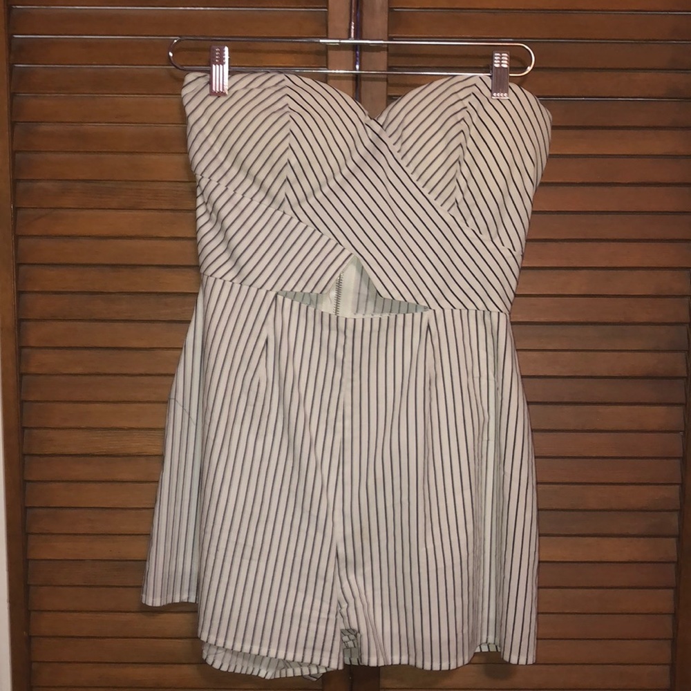 Striped Strapless Romper